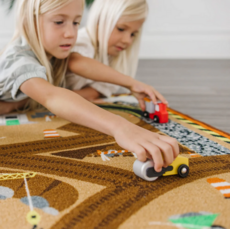 MELISSA AND DOUG ROUND THE CONSTRUCTION ZONE WORK SITE RUG & VEHICLE SET
