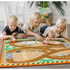 MELISSA AND DOUG ROUND THE CONSTRUCTION ZONE WORK SITE RUG & VEHICLE SET