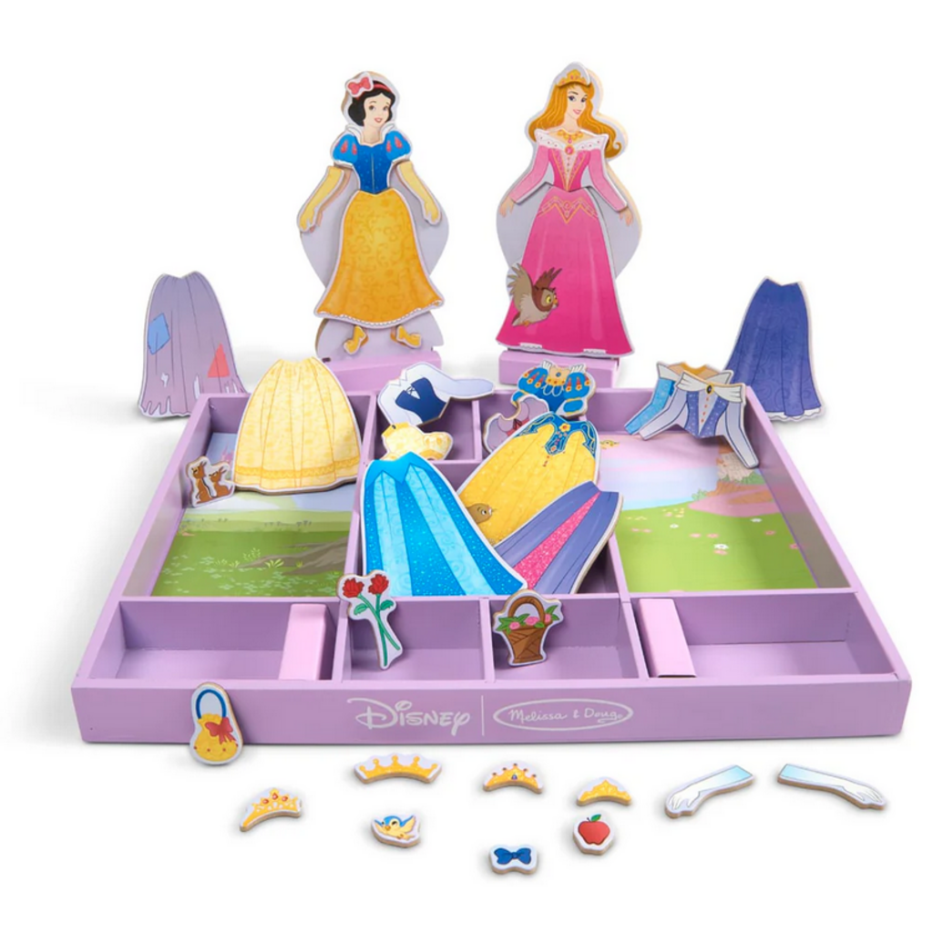 MELISSA AND DOUG SLEEPING BEAUTY & SNOW WHITE WOODEN MAGNETIC DRESS UP