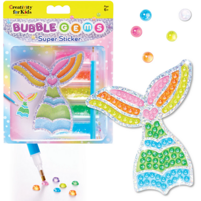 CREATIVITY FOR KIDS BUBBLE GEMS SUPER STICKER MERMAID