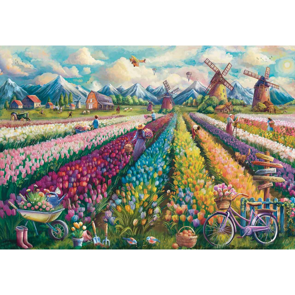 BLOOMING TULIP FIELDS 500 PC PUZZLE