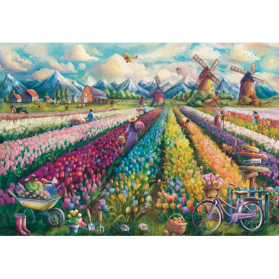 BLOOMING TULIP FIELDS 500 PC PUZZLE