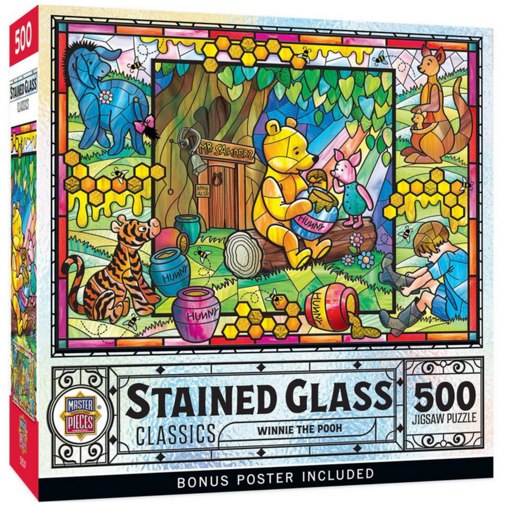MASTER PIECES STAINED GLASS WINNIE THE POOH 500 PC PUZZLE