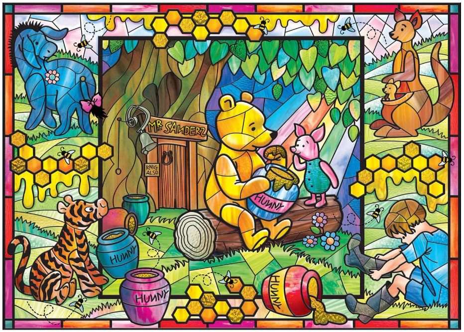 STAINED GLASS WINNIE THE POOH 500 PC PUZZLE