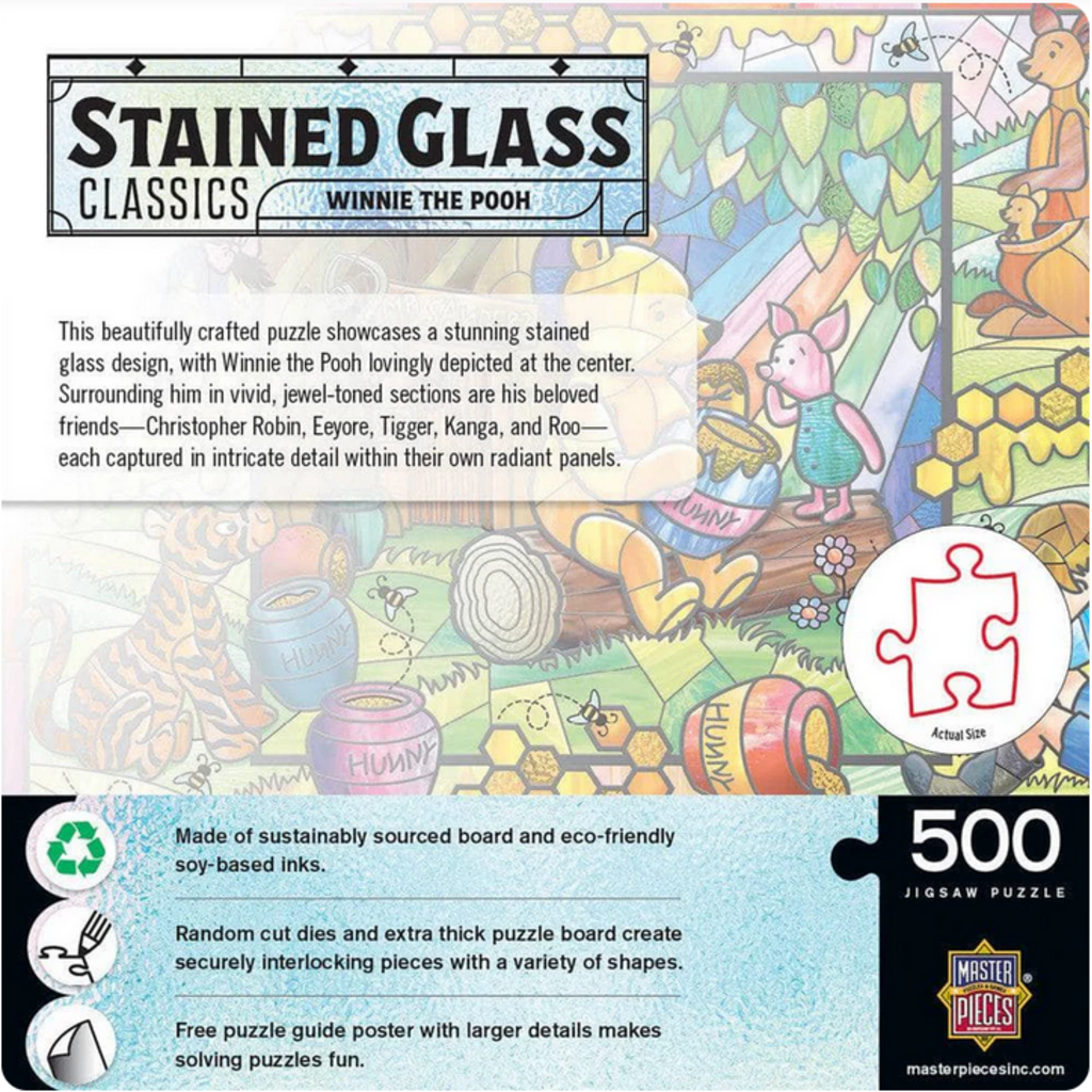 MASTER PIECES STAINED GLASS WINNIE THE POOH 500 PC PUZZLE