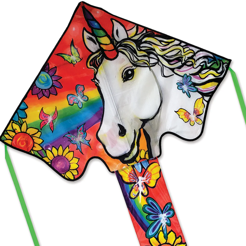 LARGE EASY FLYER KITE - UNICORN FLOWERS