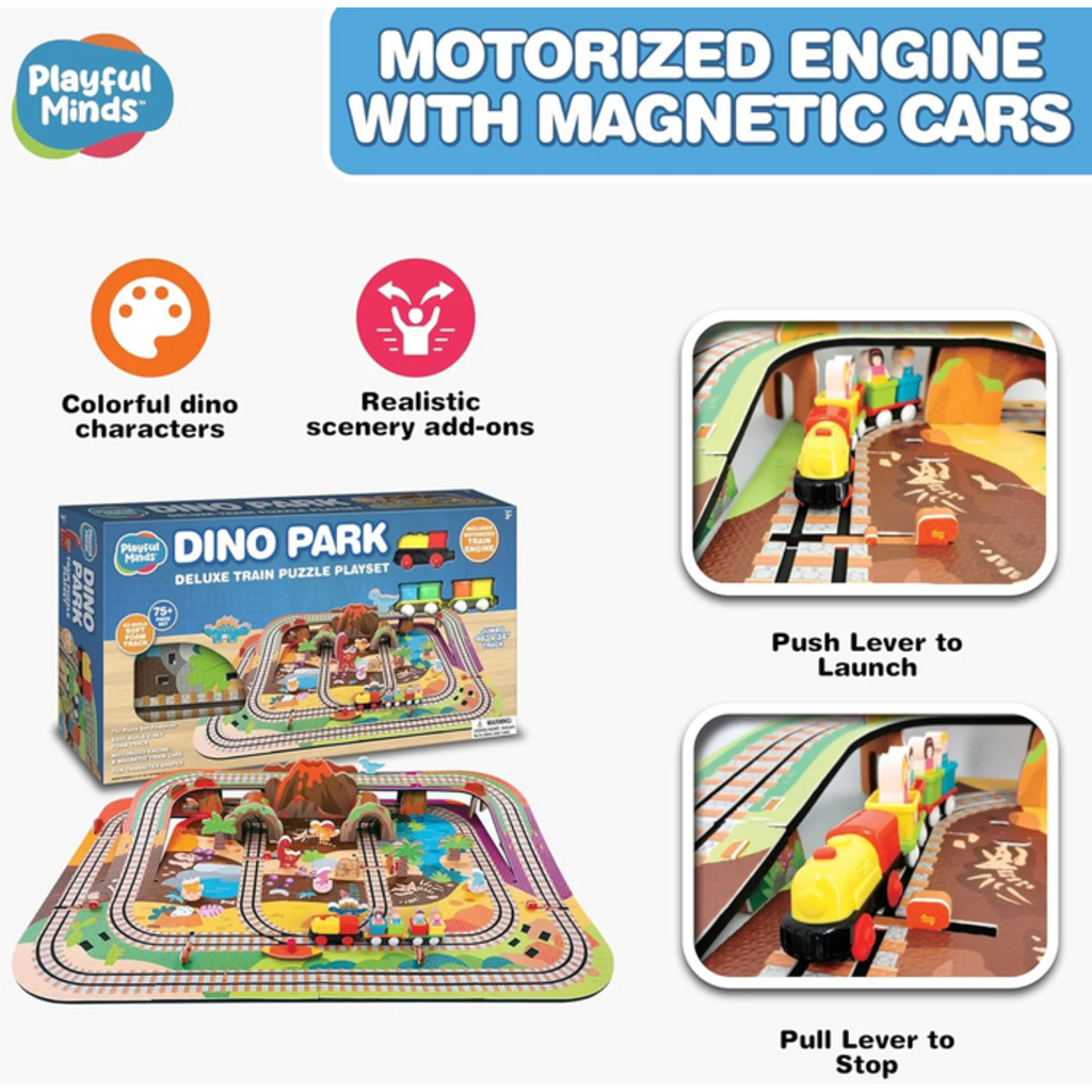 THIN AIR BRANDS DELUXE DINO PARK TRAIN PUZZLE PLAYSET
