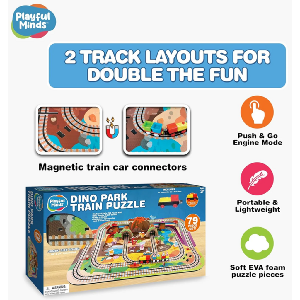 THIN AIR BRANDS DELUXE DINO PARK TRAIN PUZZLE PLAYSET