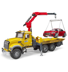 BRUDER TOYS AMERICA MACK GRANITE TOW TRUCK WITH ROADSTER