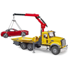 BRUDER TOYS AMERICA MACK GRANITE TOW TRUCK WITH ROADSTER