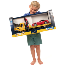 BRUDER TOYS AMERICA MACK GRANITE TOW TRUCK WITH ROADSTER