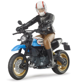 BRUDER TOYS AMERICA DUCATI SCRAMBLER DESERT SLED MOTORCYCLE WITH RIDER