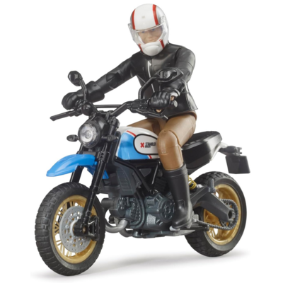 BRUDER TOYS AMERICA DUCATI SCRAMBLER DESERT SLED MOTORCYCLE WITH RIDER