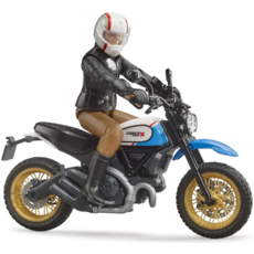 BRUDER TOYS AMERICA DUCATI SCRAMBLER DESERT SLED MOTORCYCLE WITH RIDER