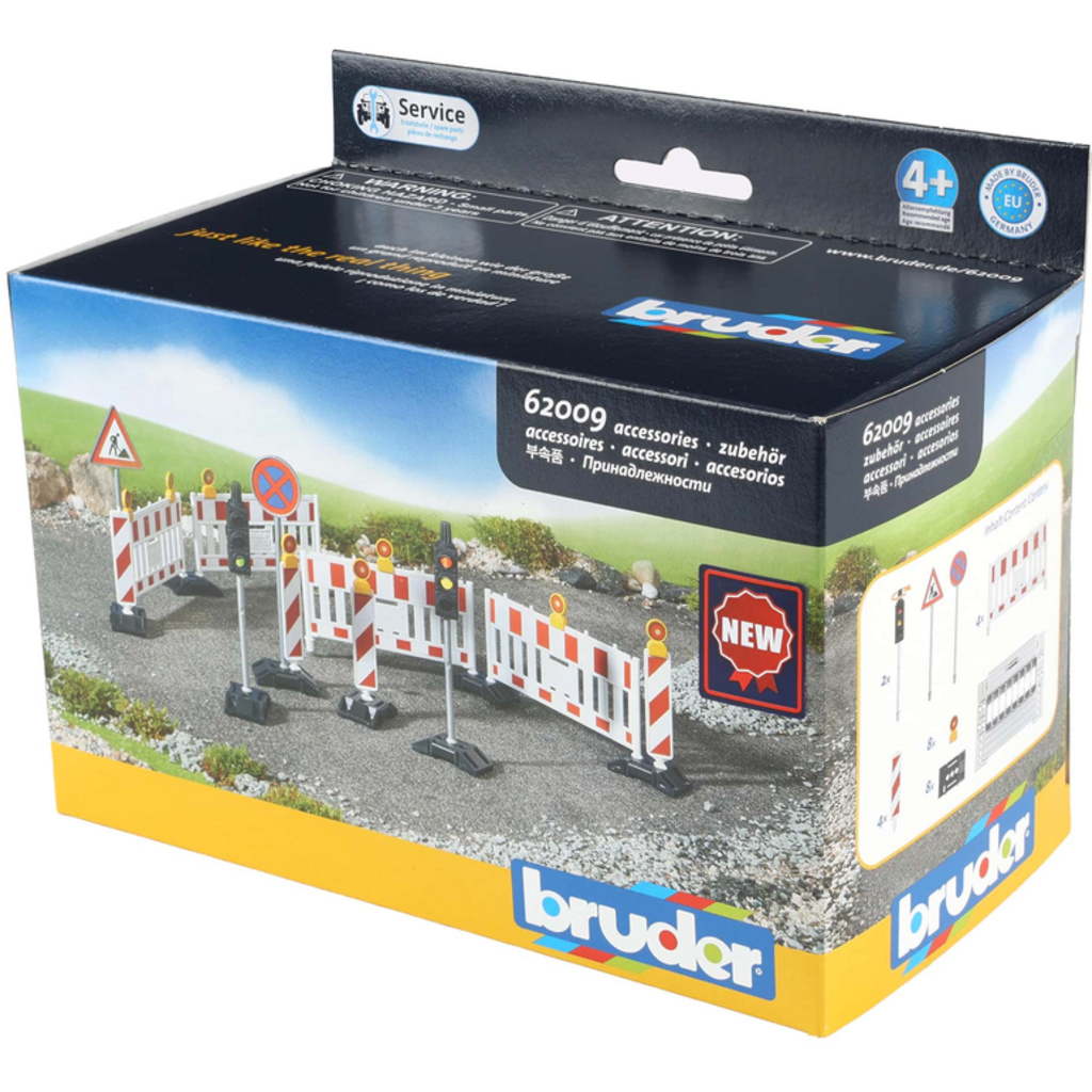 BRUDER TOYS AMERICA TRAFFIC SAFETY SET WITH TRAFFIC LIGHT ACCESSORIES BRUDER