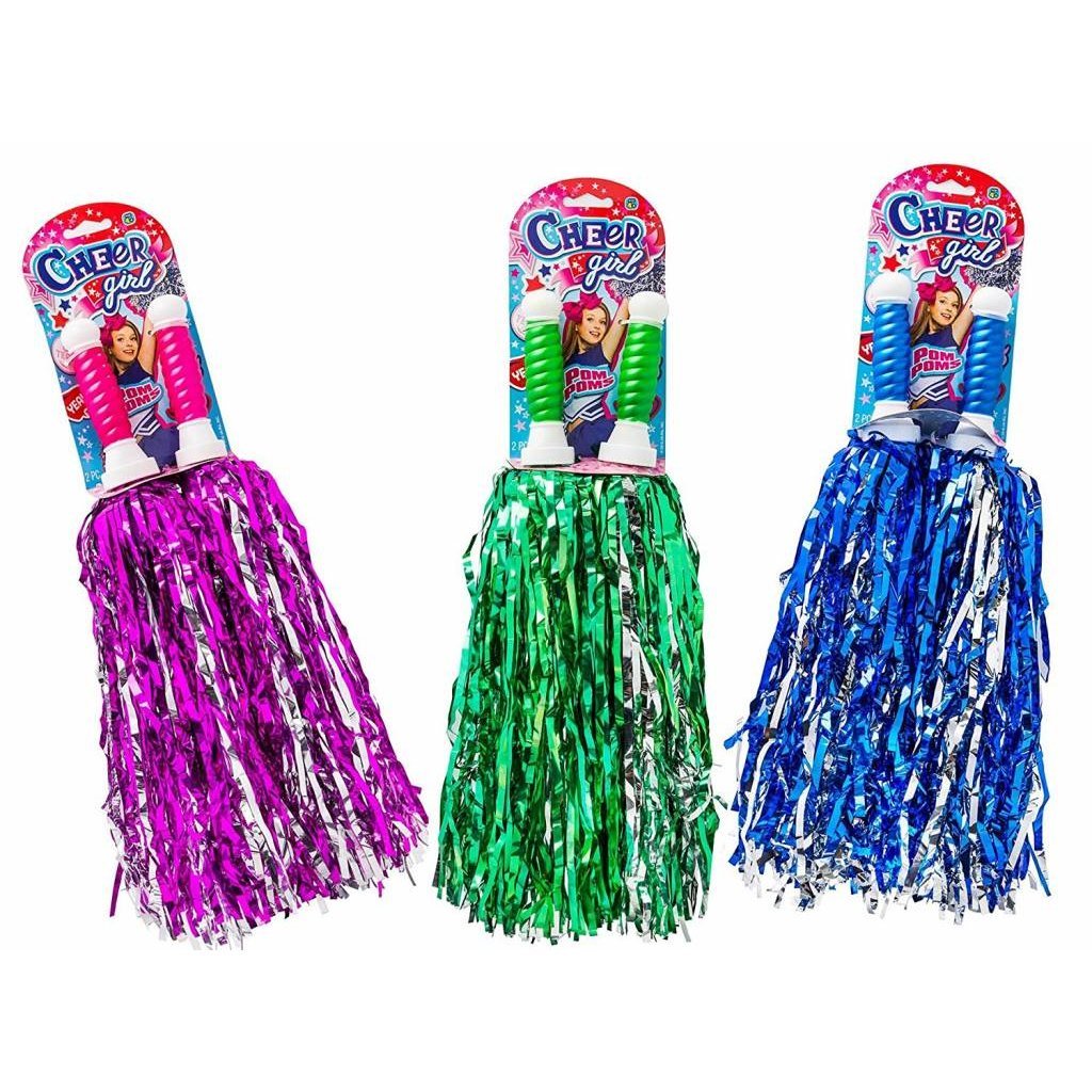 Metallic Cheer Pom Poms Cheerleading Cheerleader Gear 2 pieces one pair  poms(Royal Blue)