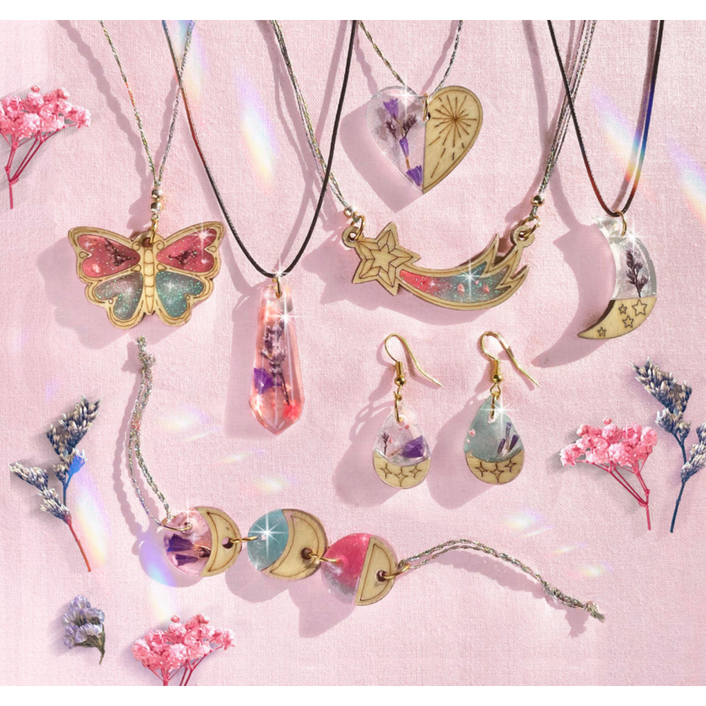 BRIGHT STRIPES WOOD & RESIN CHARM JEWELRY