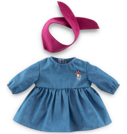 COROLLE 12" DOLL CLOTHES LONG SLEEVE DENIM DRESS & SCARF