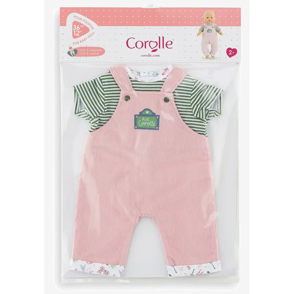 COROLLE 12" DOLL CLOTHES PINK OVERALLS & T-SHIRT