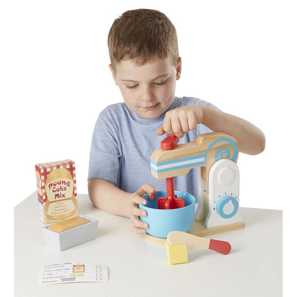 Melissa & Doug Toy, Mixer Set, Wooden, Make-A-Cake, 11 Pieces