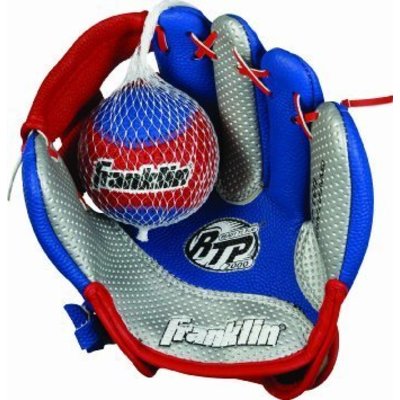 FRANKLIN BASEBALL GLOVE AND BALL RIGHT HANDED RED & BLUE