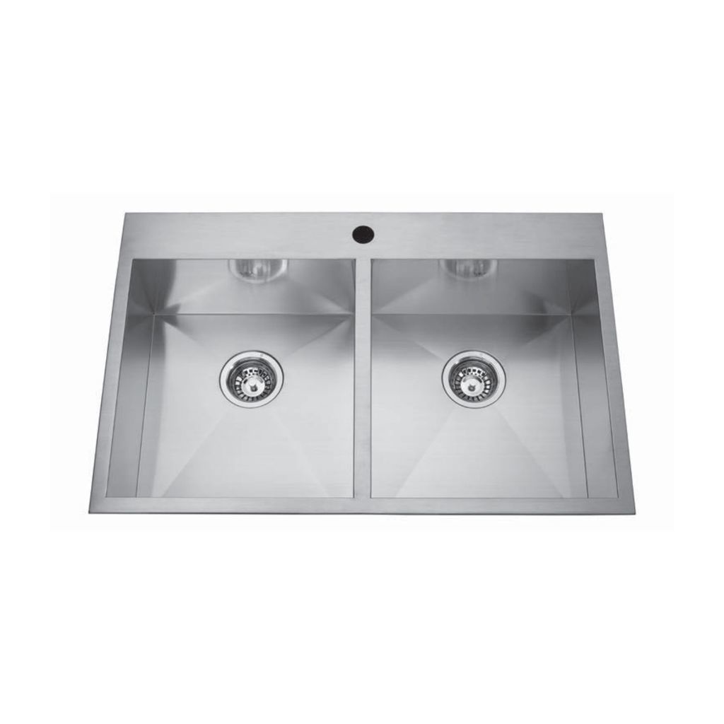 Kindred Qdlf2233 8 33 X 22 Double Bowl Kitchen Sink 3 Holes Builder Supply