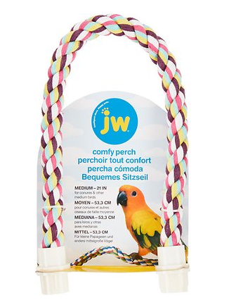 thumbnail image 2 of JW Comfy Perch 32 Inch For Birds, Flexible Multi-Colour Rope Perch For Birds, Twist & Bend, Holds Shape & Maintains Grip Strength, Suitable For Lovebirds, Cockatiels, Conures, And Medium Birds 2 of 12