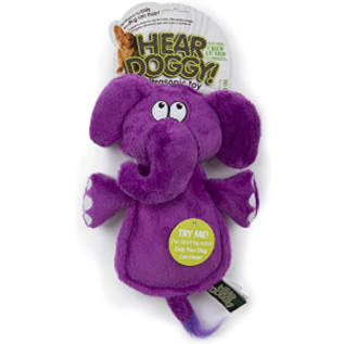 GODOG Hear Doggy Silent Squeaker Chew Guard Flattie Elephant Dog Toy