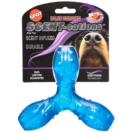 ETHICAL PRODUCTS Spot Play Strong Scent-Station Tri Dog Toy Bacon Blue 6 in