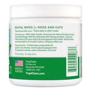 TROPICLEAN FRESH BREATH DENTAL WIPES FOR DOGS 50 ct