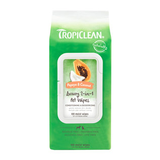 TROPICLEAN TropiClean Papaya & Coconut Luxury 2-in-1 Pet Wipes