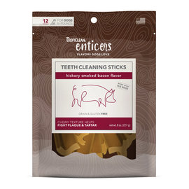 TROPICLEAN TropiClean Enticers Teeth Cleaning Sticks for Dogs Hickory Smoked Bacon, 12 ct bag