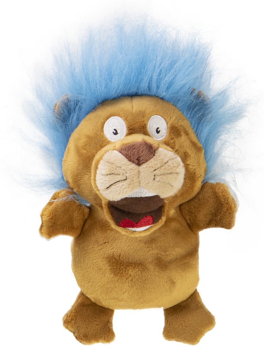 Heardoggy! Silent Squeaks Crazy Hairs Lion Dog Toy, Small, Tan