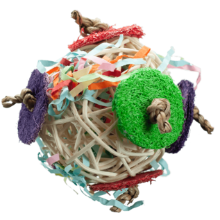 A and E CAGE COMPANY NIBBLES VINE BALL CHEW W/CRINKLE PAPER & LOOFAH LG