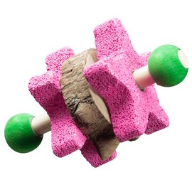 A&E CAGE COMPANY NIBBLES PUMICE STAR DUMBBELL W/WOODEN BLOCKS CHEW