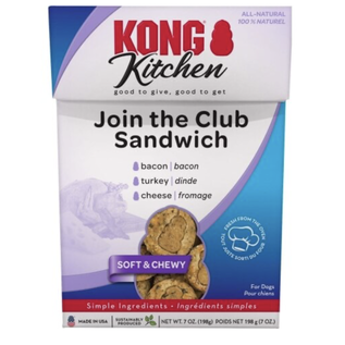 Kong Kitchen Join the Club Sandwich Grain-Free Bacon, Turkey & Cheese Soft & Chew Dog Treat 7oz
