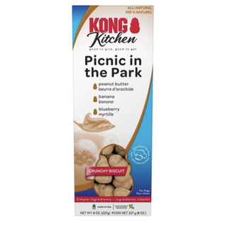 Kong Kitchen Picnic in the Park Grain-Free Peanut Butter Crunchy Biscuit Dog Treat 8oz