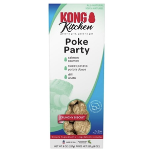 KONG Kong Kitchen Poke Party Grain-Free Salmon Crunchy Biscuit Dog Treat 8oz
