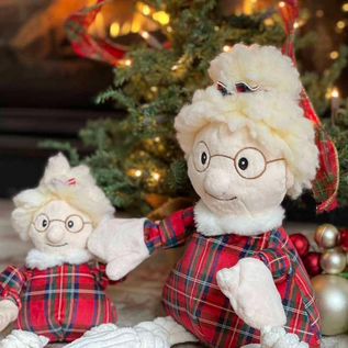 HuggleHounds Holiday HuggleFleece Knottie Mrs. Claus Small Dog Toy with Tartan Plaid