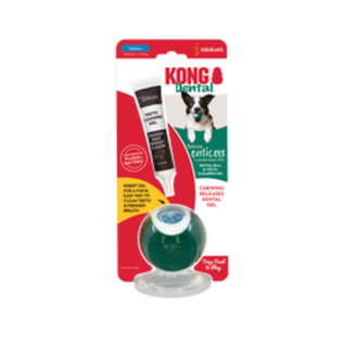 KONG KONG Dental Ball w/Tropiclean Enticer Teeth Cleaning Gel Honey Chicken, 1ea/MD, 1 oz