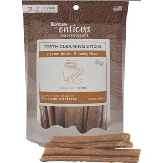 TROPICLEAN TropiClean Enticers Teeth Cleaning Sticks for Dogs Peanut Butter & Honey, 12 ct. bag