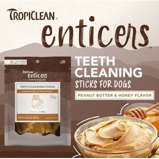 TROPICLEAN TropiClean Enticers Teeth Cleaning Sticks for Dogs Peanut Butter & Honey, 12 ct. bag