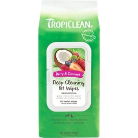 TROPICLEAN TropiClean Berry & Coconut Dog / Cat Wipes Deep Cleaning Grooming Wipes  100 Count