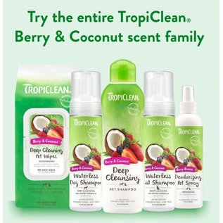 TROPICLEAN TropiClean Berry & Coconut Dog / Cat Wipes Deep Cleaning Grooming Wipes  100 Count