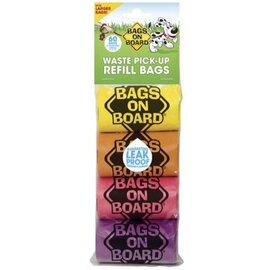 Bags on Board Waste Pick-up Bags Refill Yellow, Pink, Purple, Blue, 1ea/60 ct