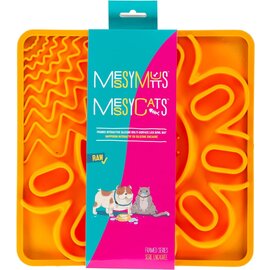 MESSY MUTTS MESSY MUTTS DOG CAT FRAMED SILICONE INTERACTIVE MULTI SURFACE MAT 10IN X 10IN ORANGE
