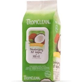 TROPICLEAN TropiClean Hypoallergenic Deodorizing Dog/Cat Wipes, 100 count