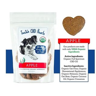 SUZIES'S CBD SUZIE'S CBD 4 MG APPLE HEARTS 20 PACK FOR DOGS