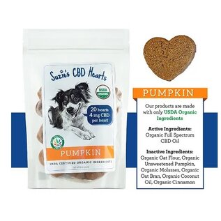 SUZIES'S CBD SUZIE S CBD 4 mg HEARTS FOR DOGS PUMPKIN FLAVOR 8 oz. 20 count pack