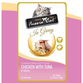 FUSSIE CAT Fussie Cat Premium Chicken with Tuna in Gravy Wet Cat Food, 2.47-oz pouch, case of 12